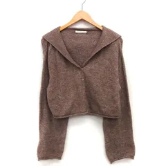 レイカズン Ray cassin ニット カーディガン ショート丈 シンプル 襟 ワイド袖 長袖 Vネック F ブラウン 茶 /HT4