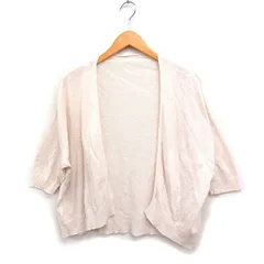 スピック&スパン Spick&Span ニット トッパー カーディガン 無地 リネン 麻 ピンクベージュ /FT22