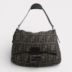 フェンディ マンマバケット ズッカ ウール / レザー ワンショルダーバッグ ブラウン