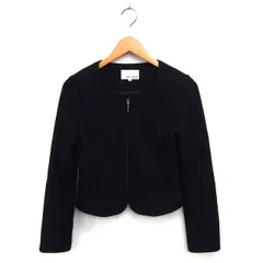 エムズセレクト m’s select ノーカラー ジャケット ウール クロップド ジップアップ 総裏地 シンプル 36 黒 ブラック /NT13