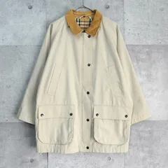 バーバリー ヴィンテージ ノバチェック裏地 コーデュロイ襟 ハンティングジャケット ブルゾン ベージュ レディース