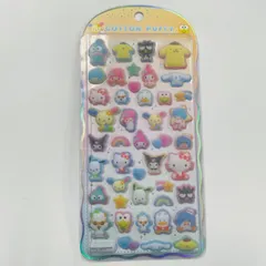 サンリオキャラクターズ　コットンパフィーシール　クラックス　4550451352150　キティ・マイメロ・クロミ・はぴだんぶい・シナモロール・プリン