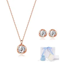 [Free bird] ネックレス レディース ピアス セット 「バラのキッス」 最高級 ジルコニア ペンダント シルバー 女性 ジュエリー 誕生日 バレンタイン ギフト ホワイトデー お返し 入学式 卒業式 1のサムネイル