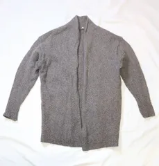 【223295】MUJI 無印良品  カーディガン　ニット　ウール・ヤク・キャメル+アクリル混合　編み込み　XS-S  ・ ブラウングレー