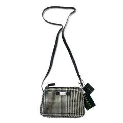 LAUREN RALPH LAUREN ガンクラブチェック ショルダーバッグ ポシェット ホワイト ナイロンキャンバス レザー ロゴプレート 未使用品