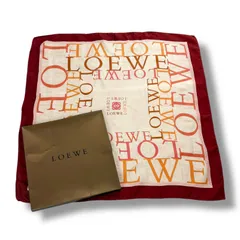 ロエベ　LOEWE　タグ付き　スカーフ　ハンカチ　シルク　100%  レッド　ボルドー