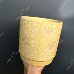 over and back★植木鉢 受け皿 セット 黄色 陶器 OVER&BACK 植木鉢 受け皿セット 黄色 陶器 口径19cm - メルカリ