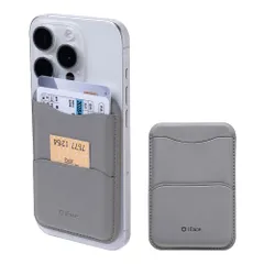 iFace MagSynq カードウォレット MagSafe 対応 (グレー)【 カードケース スリム ウォレット カード2枚収納 MagSafe対応ウォレット 磁気・電波防止シート内臓 ミニポケット 付き 】 [グレー]