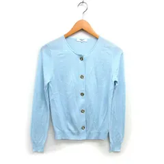 ナチュラルビューティーベーシック NATURAL BEAUTY BASIC ハイゲージ カーディガン ニット ウール混 リブ ラウンドネック 長袖 M ライトブルー /NT9