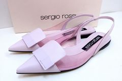 【220818】Sergio Rossi セルジオロッシ SR1 PVCミックススリングバックフラット コンビネーションバレエフラット パンプス ・37 A98590-MFI503