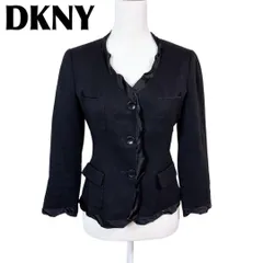 【美品】DKNY シルク リネン混 春夏ノーカラージャケット 2のサムネイル