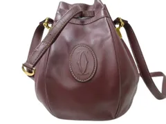 Cartier カルティエ ショルダーバッグ マストライン - ボルドー レザー レディース 巾着 ゴールド金具