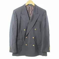 アクアスキュータム AQUASCUTUM 美品 ダブル テーラードジャケット ブレザー 紺ブレ ペイズリー柄裏地 総柄裏地 金釦 AB-5 ネイビー 0624 ●ECO
