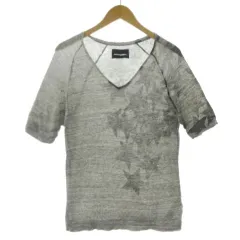 ディーゼルブラックゴールド DIESEL BLACK GOLD スタープリントVネックTシャツ 半袖 薄手 コットン グレー ブラック 黒 M