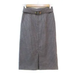 N.Natural Beauty Basic N.ナチュラルビューティーベーシック タイトスカート ロング丈 リングベルト付き スリット 千鳥格子柄 チェック柄 マルチカラー M グレー 紺 ネイビー /FF18