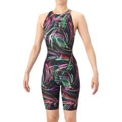 arena(アリーナ) レ-シングワンピ-ススパツツ(オ- 水泳水着W コウニン (as6src76l-bkgr)、ブラック/グリーン