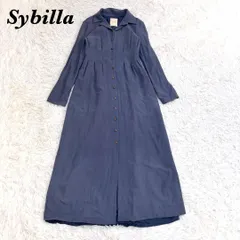 Sybilla 長袖 ロング シャツフレア ロングワンピース 40 ブルー