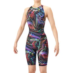 arena(アリーナ) レ-シングワンピ-ススパツツ(オ- 水泳水着W コウニン (as6src76l-bkpk)、ブラック/ピンク