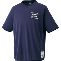zett(ゼット) BEAMS DESIGN ヘンリーネックレイヤーシャツ 野球ソフトTシャツ (bot77406-2900)26SS、ネイビー