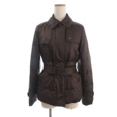 バーバリー ロンドン BURBERRY LONDON ダウンジャケット ブルゾン フルジップ ベルト付き 茶 ブラウン 38