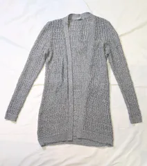 【223539】theory luxe セオリーリュクス  ニットカーディガン　編み込み　ポリ・コットン混　ストレッチ　38  ・ グレー