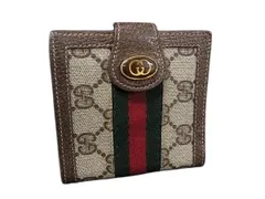 GUCCI グッチ 財布 オールドグッチ アクセサリーコレクション 二つ折り財布 ブラウン系 GGスプリームキャンバス レザー ユニセックス ヴィンテージ シェリーライン アクセコ