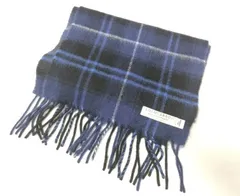 【223560】LOCHCARRON ロキャロン  マフラー　チェック柄　カシミヤ100％　スコットランド製 ブルー/ブラック