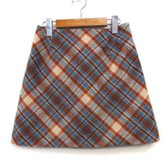 フリーズマート Free's Mart タグ付き 台形 スカート ミニ 起毛 チェック 柄 ウール混 綿混 M サックスブルー 青 ベージュ /HT33