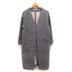 N.Natural Beauty Basic N.ナチュラルビューティーベーシック ノーカラー コート ロング シンプル フックボタン ウール混 S グレー 灰 /HT27