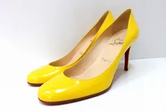 【224652】Christian Louboutin クリスチャンルブタン  ラウンドトゥ パンプス レザー 24.0ｃｍ相当  ・38 イエロー