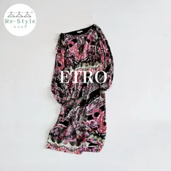 ETRO　エトロ　長袖ワンピース　ロング　パワーネット　ペイズリー柄　総柄　パフスリーブ　サイズ42
