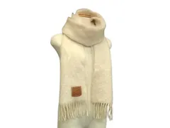LOEWE ロエベ マフラー アナグラム アイボリー モヘヤ50% ウール48% ナイロン2% レディース フリンジ 超美品