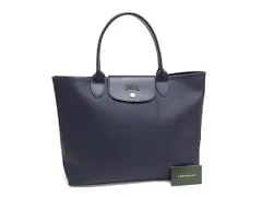 LONGCHAMP ロンシャン トートバッグ ル プリアージュ シティ L 10182 HYQ 556 ネイビー系 コーティングキャンバス カウハイドレザー レディース 美品