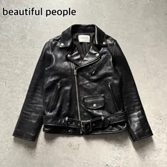 極美品 beautiful people ビューティフルピープル ライダースジャケット 永遠の定番 黒 ブラック レディース 140 羊革 ラムレザー デート お出かけ 旅行 ライブ 衣装 バイク モード カジュアル 甘辛コーデ 上質 大人 春秋冬 アウター