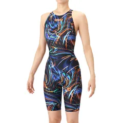 arena(アリーナ) レ-シングワンピ-ススパツツ(オ- 水泳水着W コウニン (as6src76l-bkbl)、ブラック/ブルー