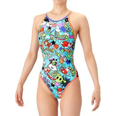 arena(アリーナ) トレ-ニングワンピ-ス(オ-プンハ 水泳水着W 非公認 (as6swm26l-gror)、グリーン/オレンジ