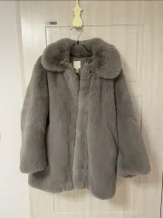 H&M フェイクファーコート グレー