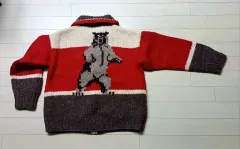 カナダ カウチン ハンドニット ロング ハウス ピュア ウール フリース アウター ヴィンテージ