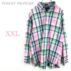 トミーヒルフィガー　TOMMY HILFIGER【XXL】チェックシャツ　オーバーシルエット　刺繍　ビッグサイズ　カスタムフィット 大きいサイズ
