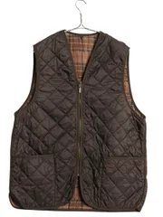 【お得なクーポン配布中!】 バブアー 中綿 ナイロン キルティング ベスト メンズ XL / 古着 2ワラント フルジップ チェック ライナー 重ね着 前開き 無地 大きいサイズ