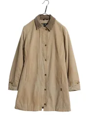 【お得なクーポン配布中!】 バブアー コットン 中綿 ハーフ コート レディース L 程 3ワラント ノンオイルド ジャケット ジャンパー フルジップ キルティング ベージュ