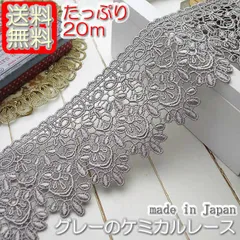 業務用6.5cm幅グレーのきれいなケミカルレース(20m)