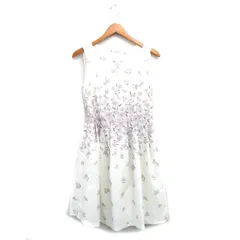 アクシーズファム axes femme ワンピース ノースリーブ ミニ ビジュー 花柄 M アイボリー 白 /KT18