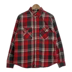 90's FIVE BROTHER ファイブブラザー 長袖 フランネルシャツ レッド ブラック ホワイト USA製 Size XL