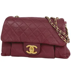 シャネル CHANEL ココマーク チェーン ショルダーバッグ マトラッセ ショルダーバッグ レザー レッド レディース 【中古】