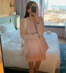 (工場在庫整理/新品) ピンク ツイード セットアップ スーツ