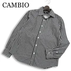 【美品】CAMBIO カンビオ 通年★ 長袖 ギンガム チェック シャツ Sz.S メンズ 黒 日本製のサムネイル