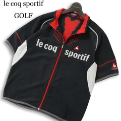 le coq sportif GOLF ルコック スポルティフ ゴルフ ロゴ刺繍★ フリース 半袖 ジップ ブルゾン ジャケット Sz.L メンズ 黒