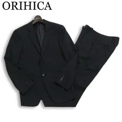 ORIHICA オリヒカ 通年 背抜き ウール★ ストライプ スーツ セットアップ ジャケット スラックス パンツ Sz.92Y5 メンズ 黒