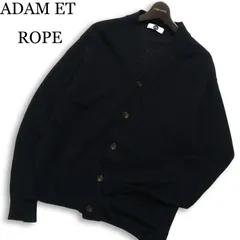 24ss ADAM ET ROPE アダム エ ロペ 通年 ドライコットン★ Vネック ニット カーディガン 羽織り Sz.M メンズ 黒 日本製